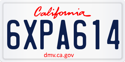CA license plate 6XPA614