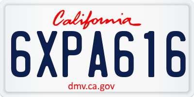CA license plate 6XPA616