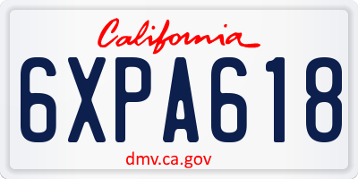 CA license plate 6XPA618