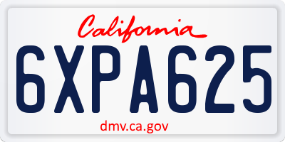 CA license plate 6XPA625