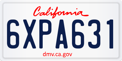 CA license plate 6XPA631