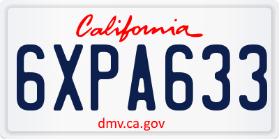 CA license plate 6XPA633