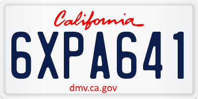 CA license plate 6XPA641