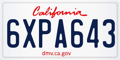 CA license plate 6XPA643