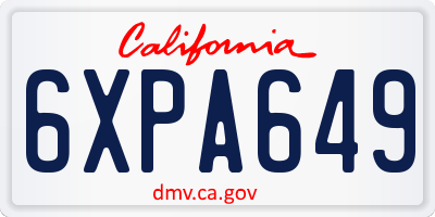 CA license plate 6XPA649