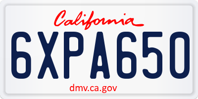 CA license plate 6XPA650