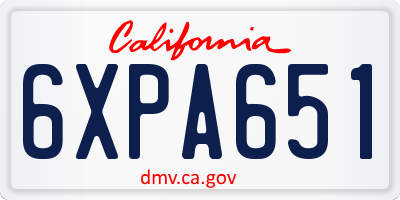 CA license plate 6XPA651