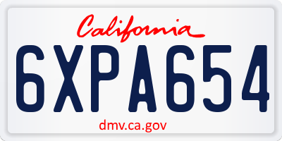 CA license plate 6XPA654