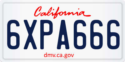 CA license plate 6XPA666