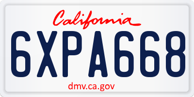 CA license plate 6XPA668