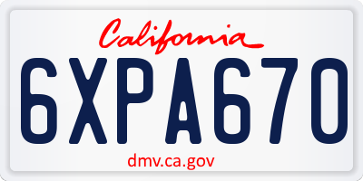CA license plate 6XPA670