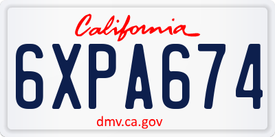 CA license plate 6XPA674