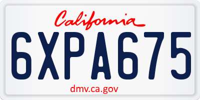 CA license plate 6XPA675
