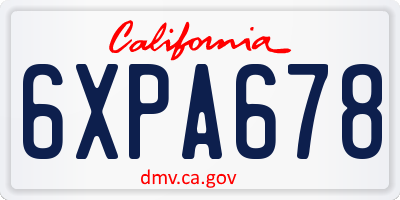 CA license plate 6XPA678