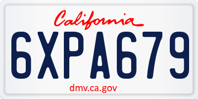 CA license plate 6XPA679