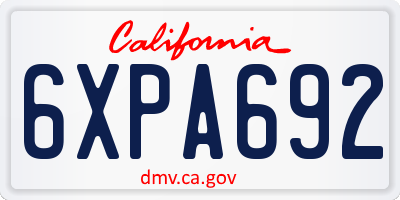 CA license plate 6XPA692
