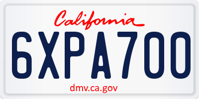 CA license plate 6XPA700