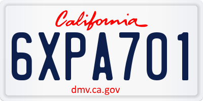CA license plate 6XPA701