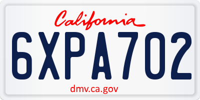 CA license plate 6XPA702