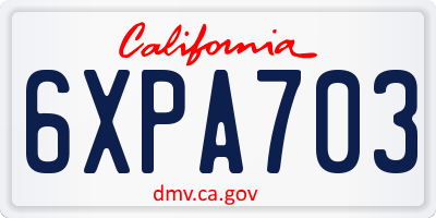 CA license plate 6XPA703
