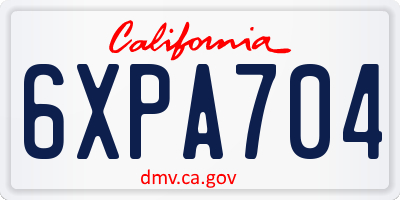 CA license plate 6XPA704