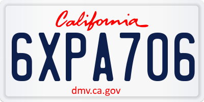 CA license plate 6XPA706