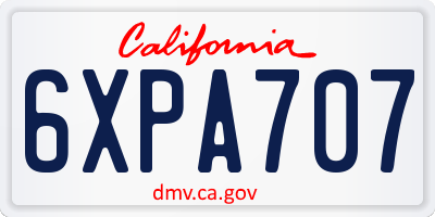 CA license plate 6XPA707