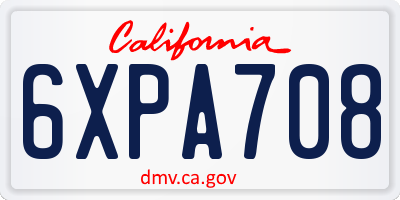 CA license plate 6XPA708