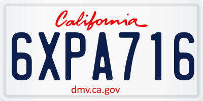 CA license plate 6XPA716
