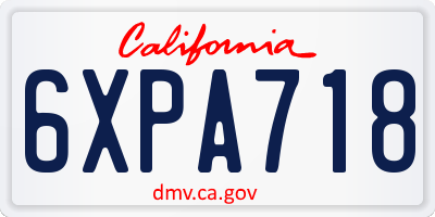 CA license plate 6XPA718