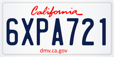 CA license plate 6XPA721