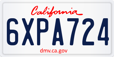 CA license plate 6XPA724