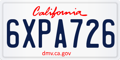 CA license plate 6XPA726