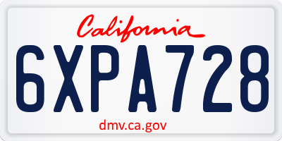 CA license plate 6XPA728