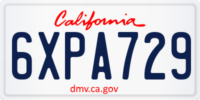 CA license plate 6XPA729