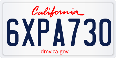CA license plate 6XPA730