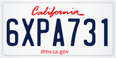 CA license plate 6XPA731