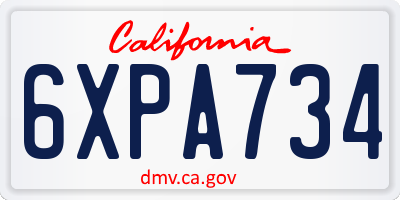 CA license plate 6XPA734