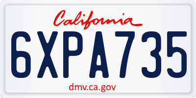CA license plate 6XPA735