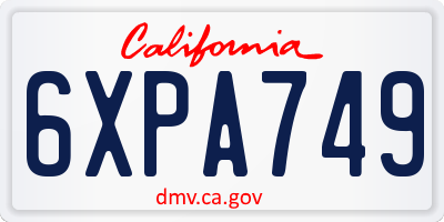 CA license plate 6XPA749