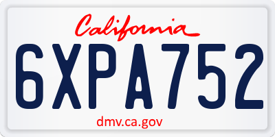 CA license plate 6XPA752