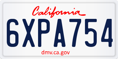 CA license plate 6XPA754