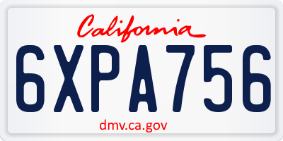 CA license plate 6XPA756