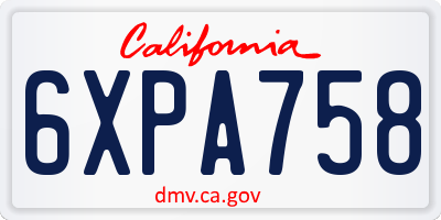 CA license plate 6XPA758