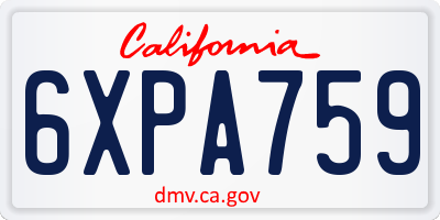 CA license plate 6XPA759