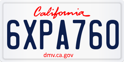 CA license plate 6XPA760