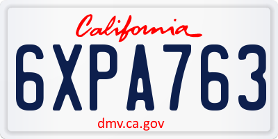 CA license plate 6XPA763