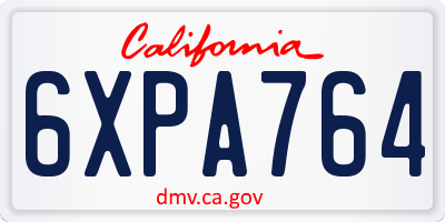 CA license plate 6XPA764