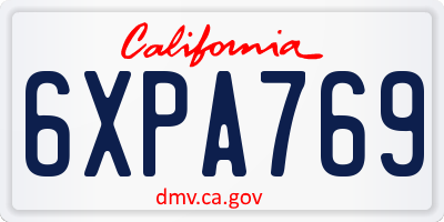 CA license plate 6XPA769