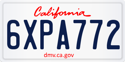 CA license plate 6XPA772